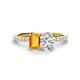 1 - Galina 7x5 mm Emerald Cut Citrine and 8x6 mm Oval Forever One Moissanite 2 Stone Duo Ring 
