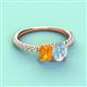 4 - Galina 7x5 mm Emerald Cut Citrine and 8x6 mm Oval Aquamarine 2 Stone Duo Ring 