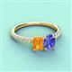 4 - Galina 7x5 mm Emerald Cut Citrine and 8x6 mm Oval Tanzanite 2 Stone Duo Ring 