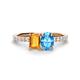 1 - Galina 7x5 mm Emerald Cut Citrine and 8x6 mm Oval Blue Topaz 2 Stone Duo Ring 