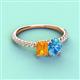 4 - Galina 7x5 mm Emerald Cut Citrine and 8x6 mm Oval Blue Topaz 2 Stone Duo Ring 