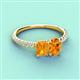 4 - Galina 7x5 mm Emerald Cut Citrine and 8x6 mm Oval Citrine 2 Stone Duo Ring 