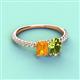 4 - Galina 7x5 mm Emerald Cut Citrine and 8x6 mm Oval Peridot 2 Stone Duo Ring 