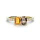 1 - Galina 7x5 mm Emerald Cut Citrine and 8x6 mm Oval Smoky Quartz 2 Stone Duo Ring 