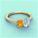 4 - Galina 7x5 mm Emerald Cut Citrine and 8x6 mm Oval Aquamarine 2 Stone Duo Ring 