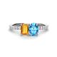 1 - Galina 7x5 mm Emerald Cut Citrine and 8x6 mm Oval Blue Topaz 2 Stone Duo Ring 