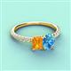 4 - Galina 7x5 mm Emerald Cut Citrine and 8x6 mm Oval Blue Topaz 2 Stone Duo Ring 