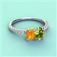 4 - Galina 7x5 mm Emerald Cut Citrine and 8x6 mm Oval Peridot 2 Stone Duo Ring 