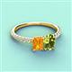 4 - Galina 7x5 mm Emerald Cut Citrine and 8x6 mm Oval Peridot 2 Stone Duo Ring 