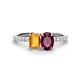 1 - Galina 7x5 mm Emerald Cut Citrine and 8x6 mm Oval Rhodolite Garnet 2 Stone Duo Ring 