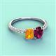 4 - Galina 7x5 mm Emerald Cut Citrine and 8x6 mm Oval Rhodolite Garnet 2 Stone Duo Ring 