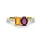 1 - Galina 7x5 mm Emerald Cut Citrine and 8x6 mm Oval Rhodolite Garnet 2 Stone Duo Ring 