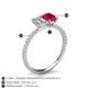 6 - Galina GIA Certified 7x5 mm Emerald Cut Diamond and 8x6 mm Oval Ruby 2 Stone Duo Ring 