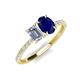 5 - Galina GIA Certified 7x5 mm Emerald Cut Diamond and 8x6 mm Oval Blue Sapphire 2 Stone Duo Ring 