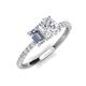 5 - Galina GIA Certified 7x5 mm Emerald Cut Diamond and 8x6 mm Oval White Sapphire 2 Stone Duo Ring 