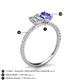 6 - Galina GIA Certified 7x5 mm Emerald Cut Diamond and 8x6 mm Oval Tanzanite 2 Stone Duo Ring 