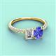 4 - Galina GIA Certified 7x5 mm Emerald Cut Diamond and 8x6 mm Oval Tanzanite 2 Stone Duo Ring 