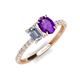 5 - Galina GIA Certified 7x5 mm Emerald Cut Diamond and 8x6 mm Oval Amethyst 2 Stone Duo Ring 
