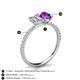 6 - Galina GIA Certified 7x5 mm Emerald Cut Diamond and 8x6 mm Oval Amethyst 2 Stone Duo Ring 