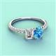 4 - Galina GIA Certified 7x5 mm Emerald Cut Diamond and 8x6 mm Oval Blue Topaz 2 Stone Duo Ring 