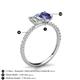 6 - Galina GIA Certified 7x5 mm Emerald Cut Diamond and 8x6 mm Oval Iolite 2 Stone Duo Ring 