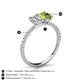 6 - Galina GIA Certified 7x5 mm Emerald Cut Diamond and 8x6 mm Oval Peridot 2 Stone Duo Ring 