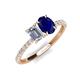 5 - Galina GIA Certified 7x5 mm Emerald Cut Diamond and 8x6 mm Oval Blue Sapphire 2 Stone Duo Ring 
