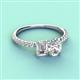 4 - Galina GIA Certified 7x5 mm Emerald Cut Diamond and 8x6 mm Oval Forever Brilliant Moissanite 2 Stone Duo Ring 