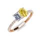 5 - Galina GIA Certified 7x5 mm Emerald Cut Diamond and 8x6 mm Oval Yellow Sapphire 2 Stone Duo Ring 