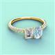 4 - Galina GIA Certified 7x5 mm Emerald Cut Diamond and 8x6 mm Oval Aquamarine 2 Stone Duo Ring 