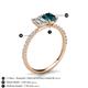 6 - Galina GIA Certified 7x5 mm Emerald Cut Diamond and 8x6 mm Oval London Blue Topaz 2 Stone Duo Ring 