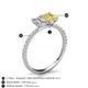6 - Galina GIA Certified 7x5 mm Emerald Cut Diamond and 8x6 mm Oval Yellow Sapphire 2 Stone Duo Ring 