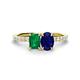 1 - Galina 7x5 mm Emerald Cut Emerald and 8x6 mm Oval Blue Sapphire 2 Stone Duo Ring 