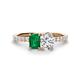 1 - Galina 7x5 mm Emerald Cut Emerald and GIA Certified 8x6 mm Oval Diamond 2 Stone Duo Ring 