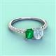 4 - Galina 7x5 mm Emerald Cut Emerald and 8x6 mm Oval Aquamarine 2 Stone Duo Ring 