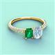 4 - Galina 7x5 mm Emerald Cut Emerald and 8x6 mm Oval Aquamarine 2 Stone Duo Ring 