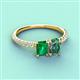 4 - Galina 7x5 mm Emerald Cut Emerald and 8x6 mm Oval Lab Created Alexandrite 2 Stone Duo Ring 