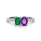 1 - Galina 7x5 mm Emerald Cut Emerald and 8x6 mm Oval Amethyst 2 Stone Duo Ring 