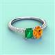 4 - Galina 7x5 mm Emerald Cut Emerald and 8x6 mm Oval Citrine 2 Stone Duo Ring 