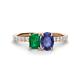 1 - Galina 7x5 mm Emerald Cut Emerald and 8x6 mm Oval Iolite 2 Stone Duo Ring 