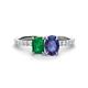1 - Galina 7x5 mm Emerald Cut Emerald and 8x6 mm Oval Iolite 2 Stone Duo Ring 