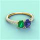 4 - Galina 7x5 mm Emerald Cut Emerald and 8x6 mm Oval Iolite 2 Stone Duo Ring 