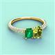 4 - Galina 7x5 mm Emerald Cut Emerald and 8x6 mm Oval Peridot 2 Stone Duo Ring 