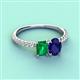 4 - Galina 7x5 mm Emerald Cut Emerald and 8x6 mm Oval Blue Sapphire 2 Stone Duo Ring 
