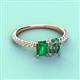 4 - Galina 7x5 mm Emerald Cut Emerald and 8x6 mm Oval Lab Created Alexandrite 2 Stone Duo Ring 