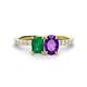 1 - Galina 7x5 mm Emerald Cut Emerald and 8x6 mm Oval Amethyst 2 Stone Duo Ring 