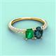 4 - Galina 7x5 mm Emerald Cut Emerald and 8x6 mm Oval London Blue Topaz 2 Stone Duo Ring 