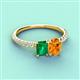 4 - Galina 7x5 mm Emerald Cut Emerald and 8x6 mm Oval Citrine 2 Stone Duo Ring 