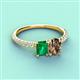 4 - Galina 7x5 mm Emerald Cut Emerald and 8x6 mm Oval Smoky Quartz 2 Stone Duo Ring 