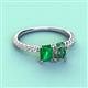 4 - Galina 7x5 mm Emerald Cut Emerald and 8x6 mm Oval Lab Created Alexandrite 2 Stone Duo Ring 